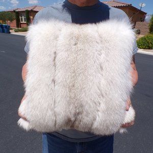real BLUE FOX FUR throw pillow (cover only), 14"x14", ivory fur w gray tips
